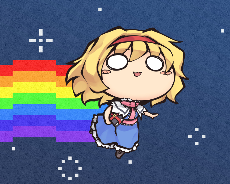 alice margatroid and nyan cat (touhou and 1 more) drawn by nekoguruma