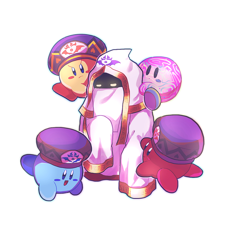 kirby, zan partizanne, void termina, francisca, flamberge, and 1 more (kirby and 1 more) drawn by chiimako