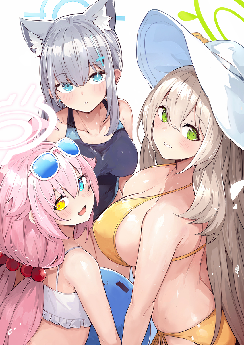 shiroko, hoshino, and nonomi (blue archive) drawn by mou_tama_maru