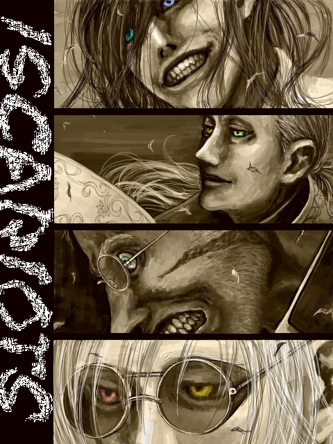 alexander anderson, heinkel wolfe, takagi yumie, and enrico maxwell (hellsing) drawn by amashi