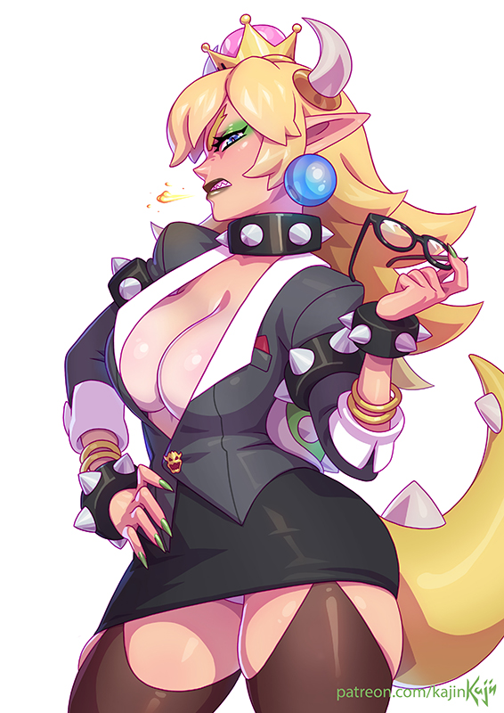 bowsette and doug bowser (mario and 1 more) drawn by kajin_(kajinman)