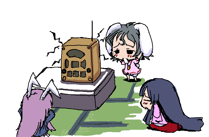 reisen udongein inaba, houraisan kaguya, and inaba tewi (touhou) drawn by baku_taso