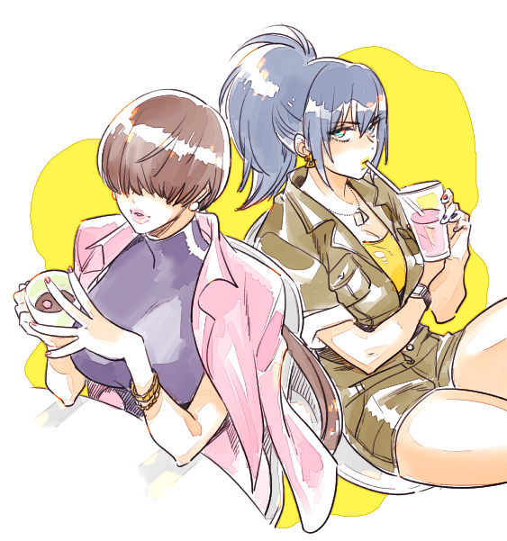 leona heidern and shermie (the king of fighters) drawn by saida_nika