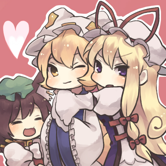yakumo yukari, yakumo ran, and chen (touhou) drawn by konbu_ame
