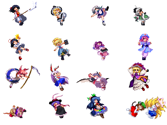 hakurei reimu, kirisame marisa, remilia scarlet, izayoi sakuya, konpaku youmu, and 12 more (touhou and 1 more)