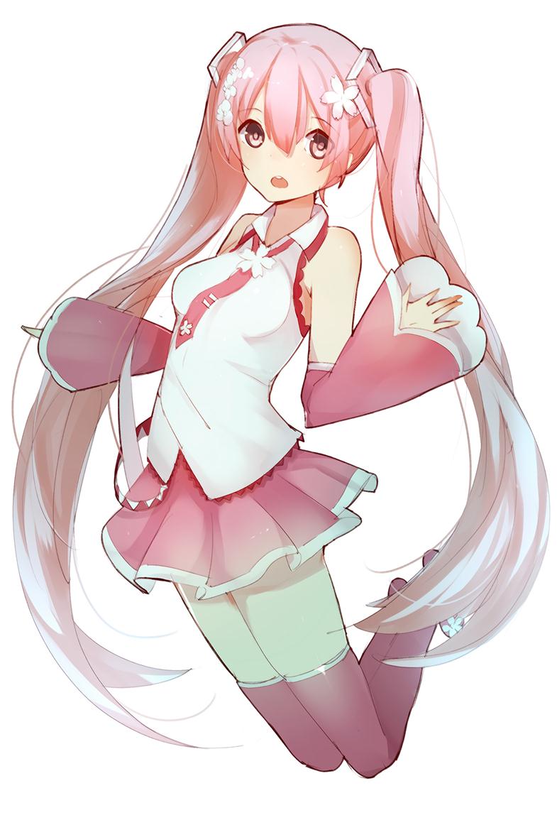 hatsune miku and sakura miku (vocaloid) drawn by gin00