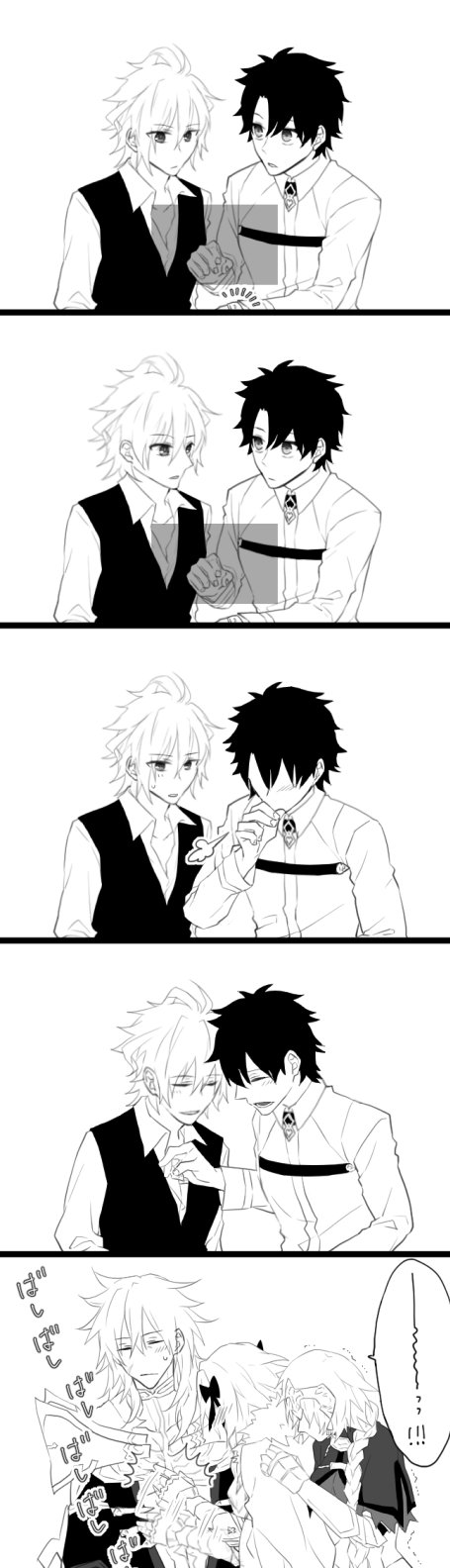 fujimaru ritsuka, jeanne d'arc, astolfo, sieg, and siegfried (fate and 2 more) drawn by abi_(ab_i_ba)