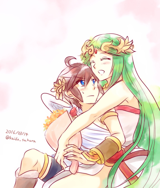 palutena and pit (super smash bros. and 2 more) drawn by kaidou_mitsuki