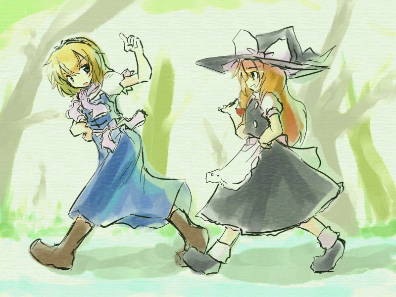 kirisame marisa and alice margatroid (touhou) drawn by neki-t