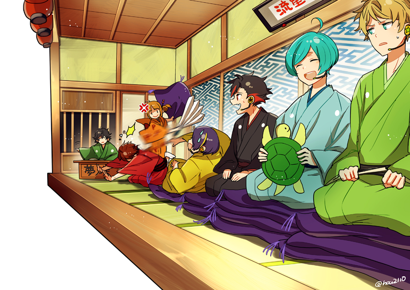 morisawa chiaki, anzu, shinkai kanata, sengoku shinobu, takamine midori, and 2 more (ensemble stars! and 1 more) drawn by houhou_(black_lack)