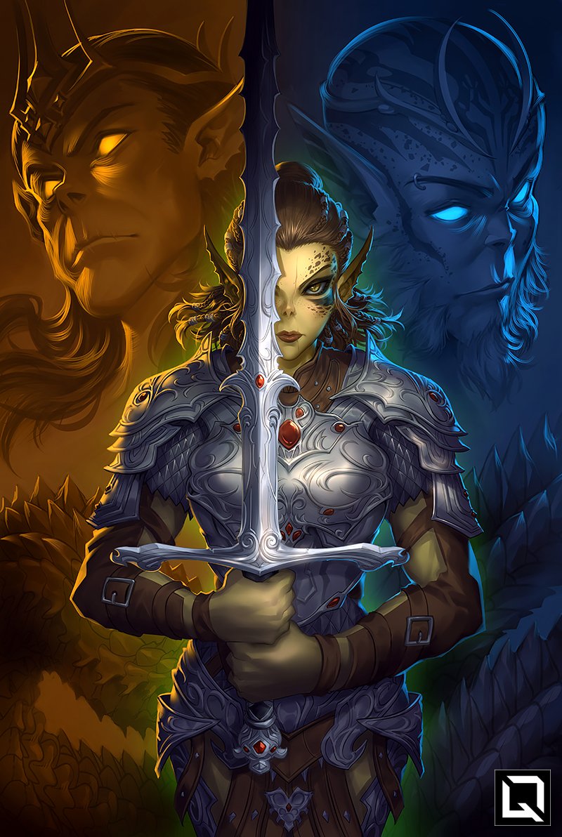 lae'zel, orpheus, and vlaakith (dungeons & dragons and 2 more) drawn by kuroi-tsuki