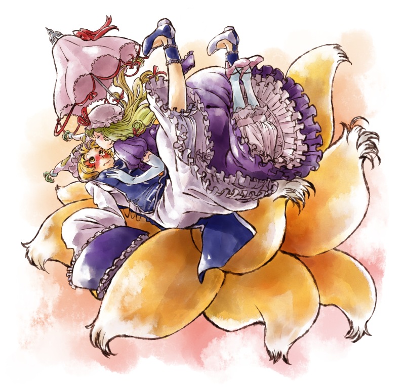 yakumo yukari and yakumo ran (touhou) drawn by yukataro