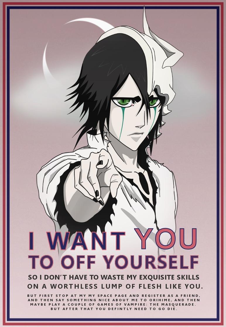 ulquiorra cifer and uncle sam (bleach) drawn by earlyblake and kubo_tite