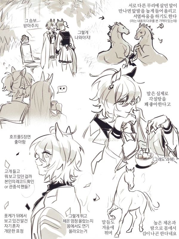 agnes tachyon, manhattan cafe, jungle pocket, and dantsu flame (umamusume) drawn by horang_1203