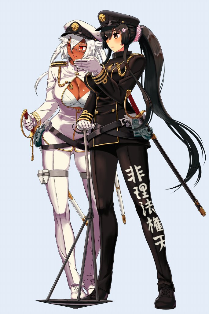 yamato, musashi, and yamato kai (kantai collection) drawn by kakuchoshi