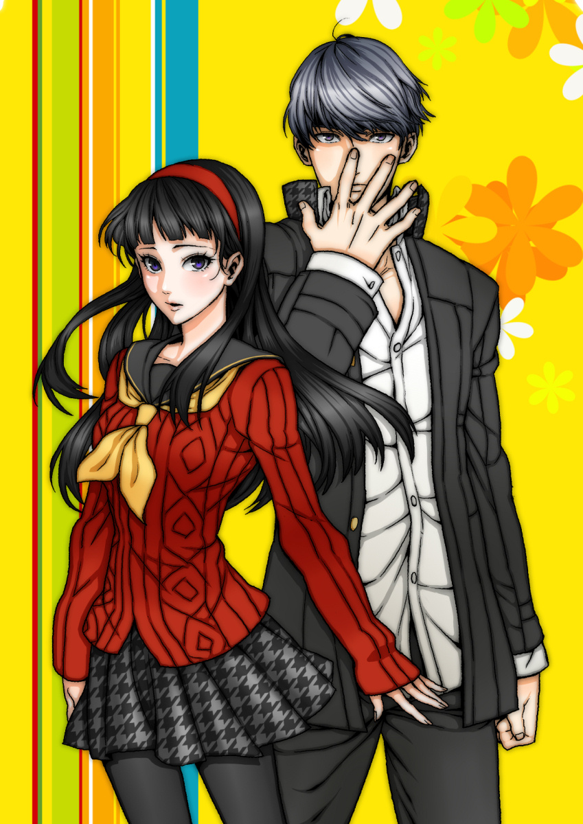 narukami yu and amagi yukiko (persona and 1 more) drawn by maru_(tsubaki1103) and mayumio88