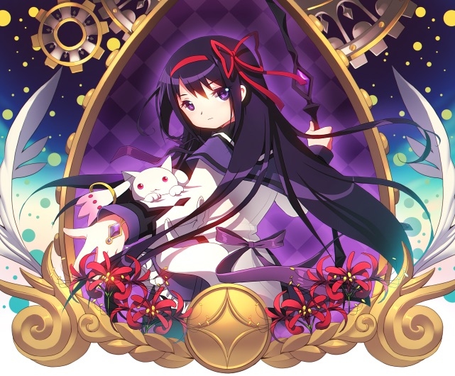 akemi homura and kyubey (mahou shoujo madoka magica) drawn by matsuki_ringo