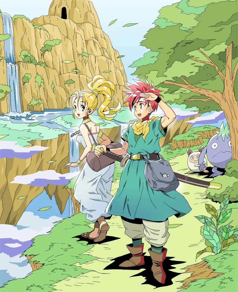 crono, marle, and nu (chrono trigger) drawn by mai_iwaizumi