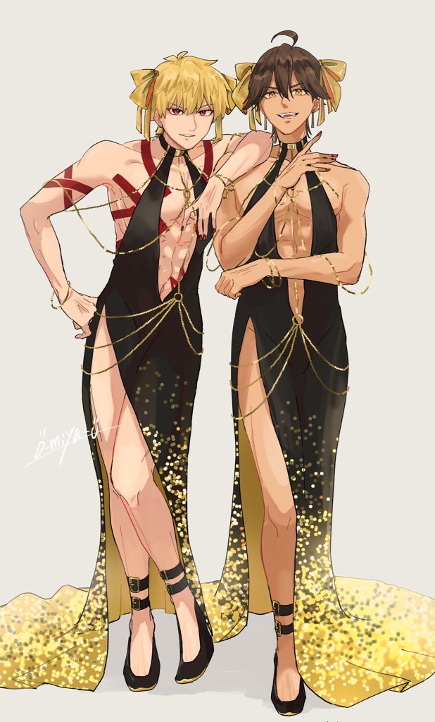 gilgamesh, bb, ozymandias, and bb dubai (fate and 1 more) drawn by o-miya_(ohmiya_you)