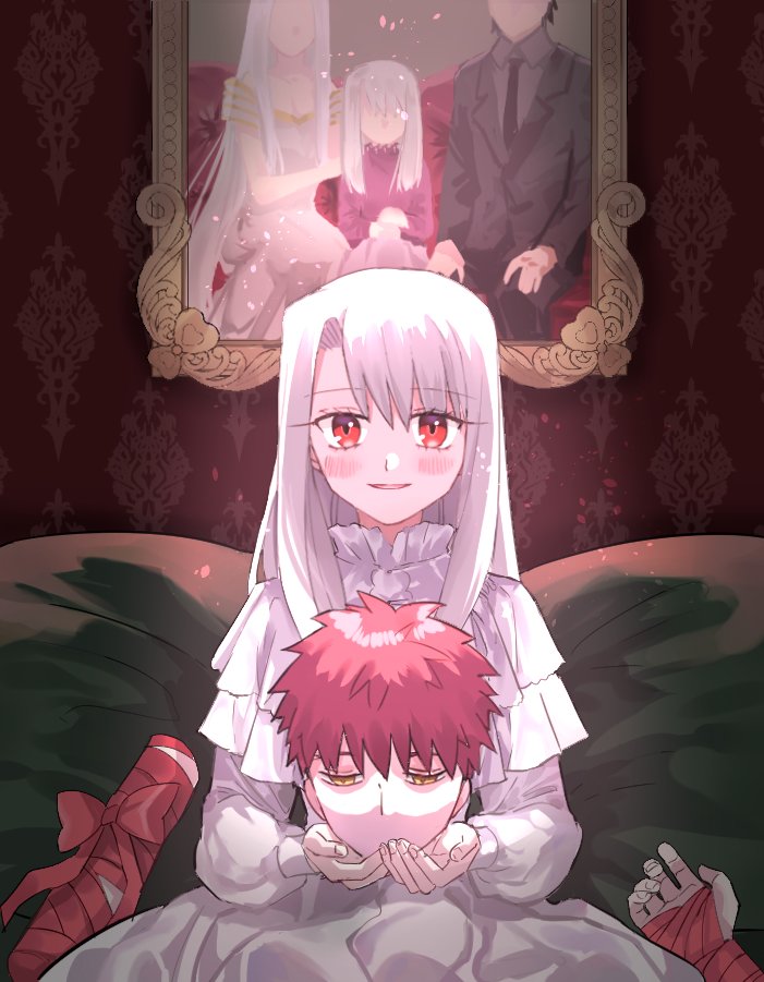 illyasviel von einzbern, emiya shirou, emiya kiritsugu, and irisviel von einzbern (fate and 2 more) drawn by appleale19