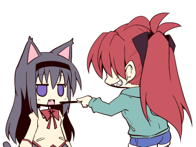 akemi homura and sakura kyoko (mahou shoujo madoka magica) drawn by nanateru