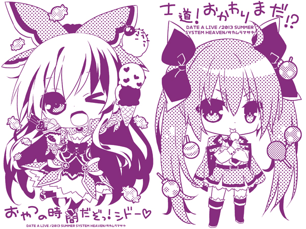 yatogami tohka and itsuka kotori (date a live and 1 more) drawn by takamura_masaya