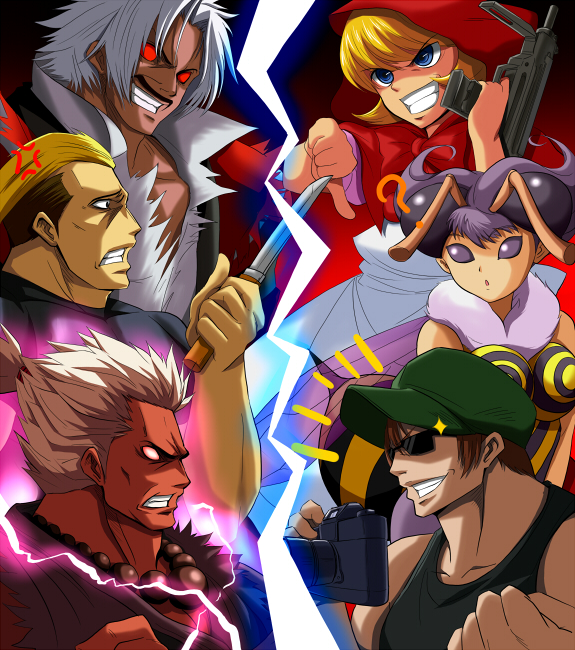 akuma, b.b. hood, q-bee, rugal bernstein, tomitake jirou, and 3 more (street fighter and 6 more) drawn by no~ma