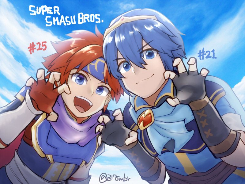 marth and roy (fire emblem and 3 more) drawn by 317_(saina)