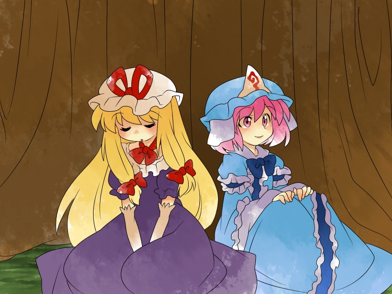 yakumo yukari and saigyouji yuyuko (touhou) drawn by hammer_(sunset_beach)