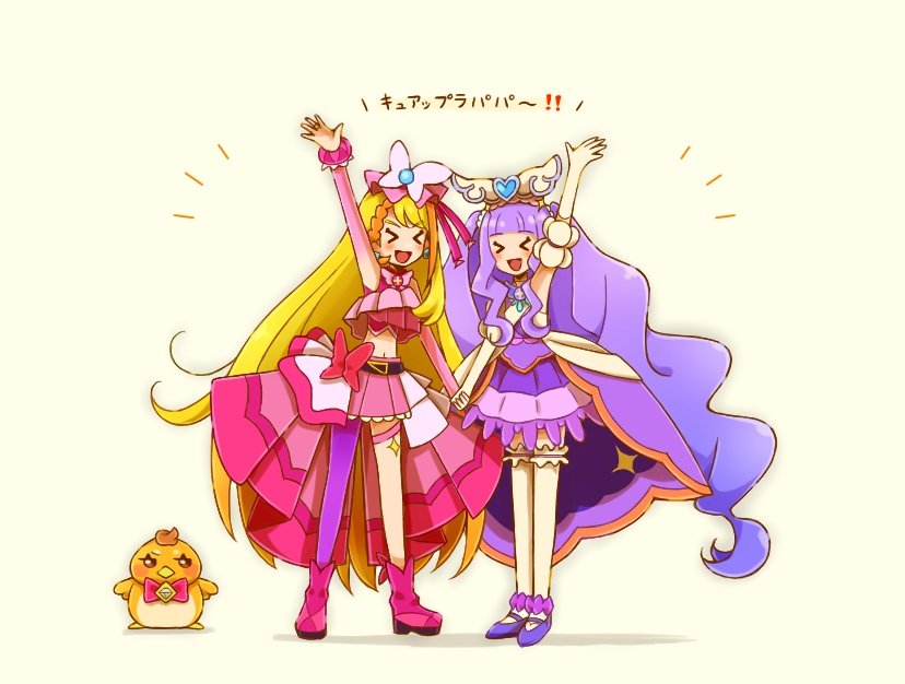 hijiri ageha, yuunagi tsubasa, ellee-chan, cure butterfly, and cure majesty (precure and 1 more) drawn by yuu13