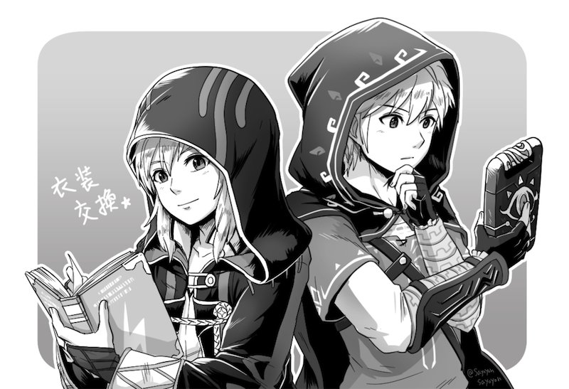 link and male robin (fire emblem and 4 more) drawn by sayoyonsayoyo