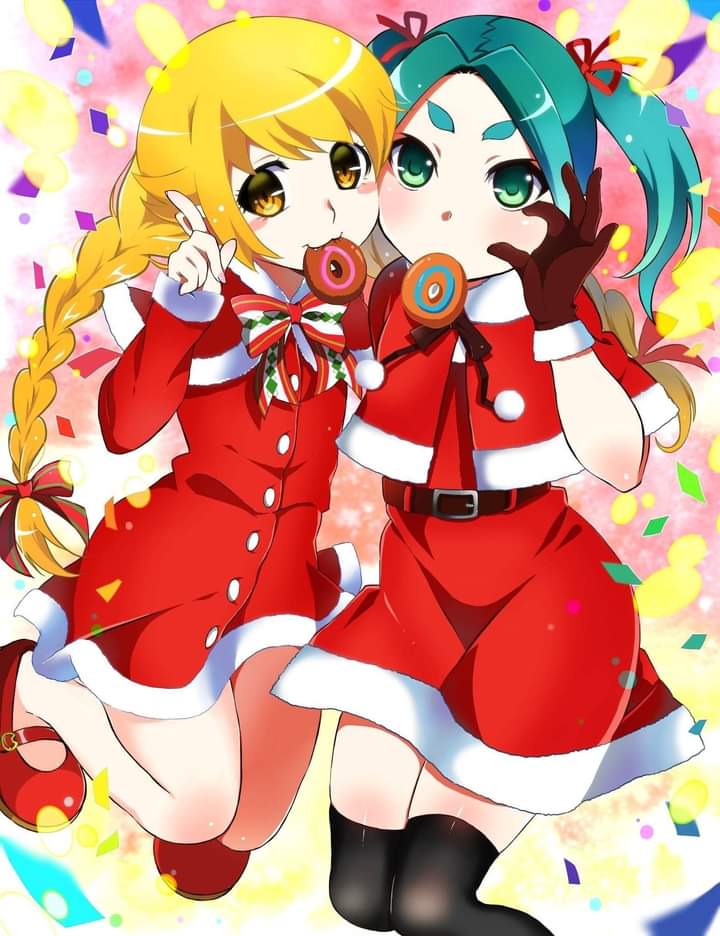 oshino shinobu and ononoki yotsugi (monogatari) drawn by mashimaro_tabetai