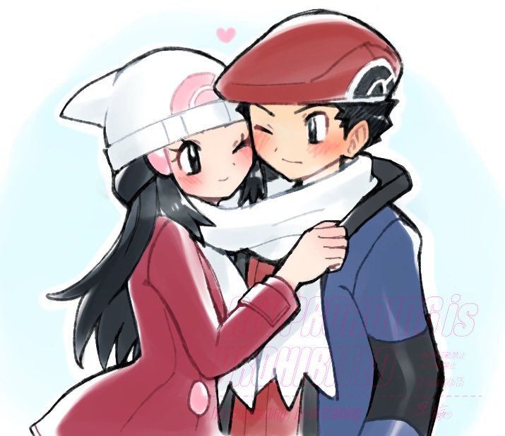 dawn and lucas (pokemon and 2 more) drawn by sawarabi_(sawarabi725)