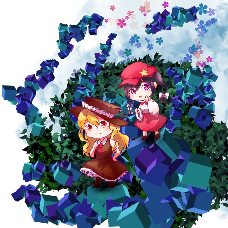 jacket girl and label girl (touhou and 1 more) drawn by rokki_hero