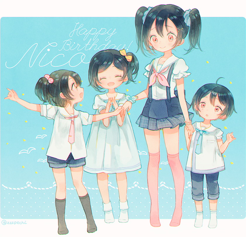 yazawa nico, yazawa cotaro, yazawa cocoro, and yazawa cocoa (love live! and 1 more) drawn by pechika