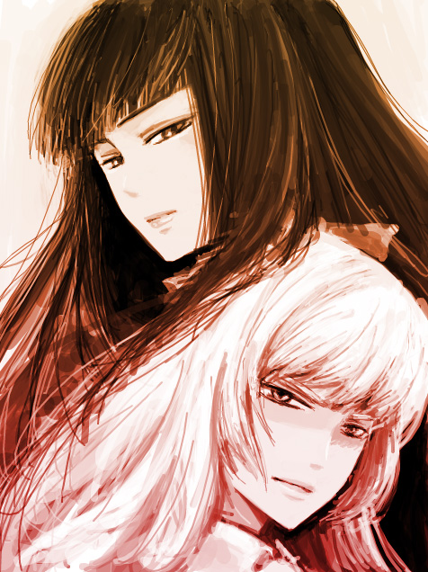 fujiwara no mokou and houraisan kaguya (touhou) drawn by megumiya