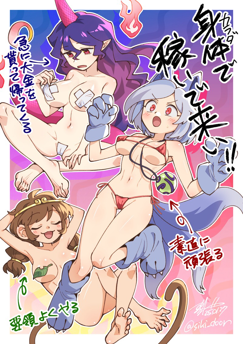 tenkajin chiyari, son biten, and mitsugashira enoko (touhou) drawn by shikido_(khf)