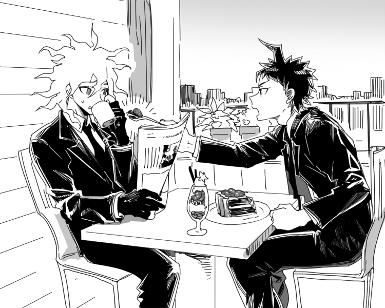 komaeda nagito and hinata hajime (danganronpa and 2 more) drawn by uurin