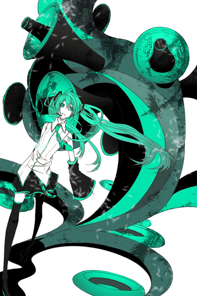 hatsune miku (vocaloid and 1 more) drawn by no_sense_of_shame