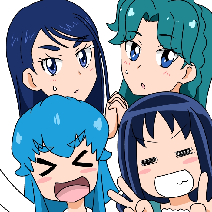 kurumi erika, shirayuki hime, minazuki karen, and kaidou minami (precure and 5 more) drawn by nann_tou