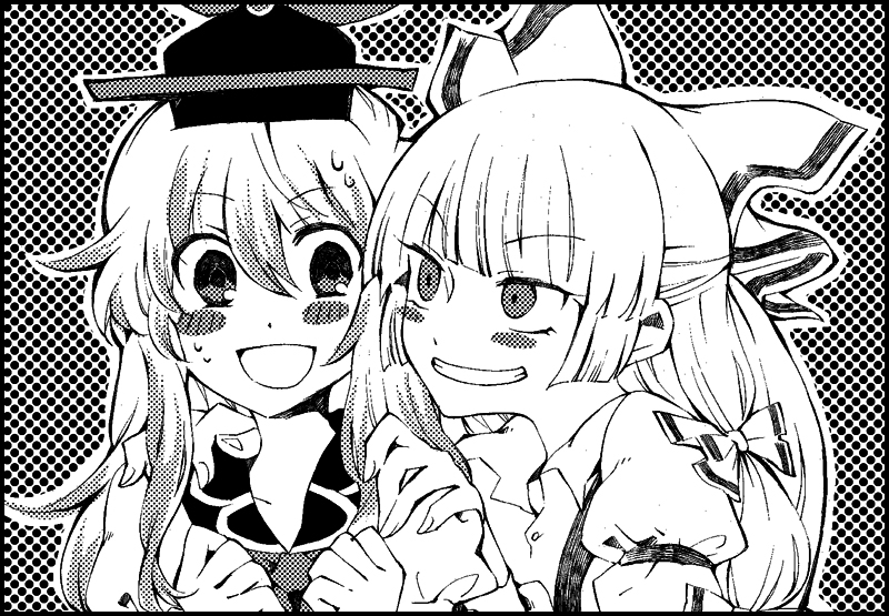 fujiwara no mokou and kamishirasawa keine (touhou) drawn by shinoasa
