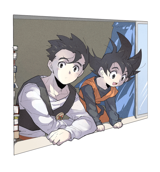 son gohan and son goten (dragon ball and 1 more) drawn by pinki_(shounenkakuseiya)
