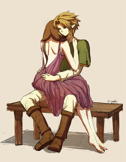 link and princess zelda (the legend of zelda and 1 more) drawn by o-yuki