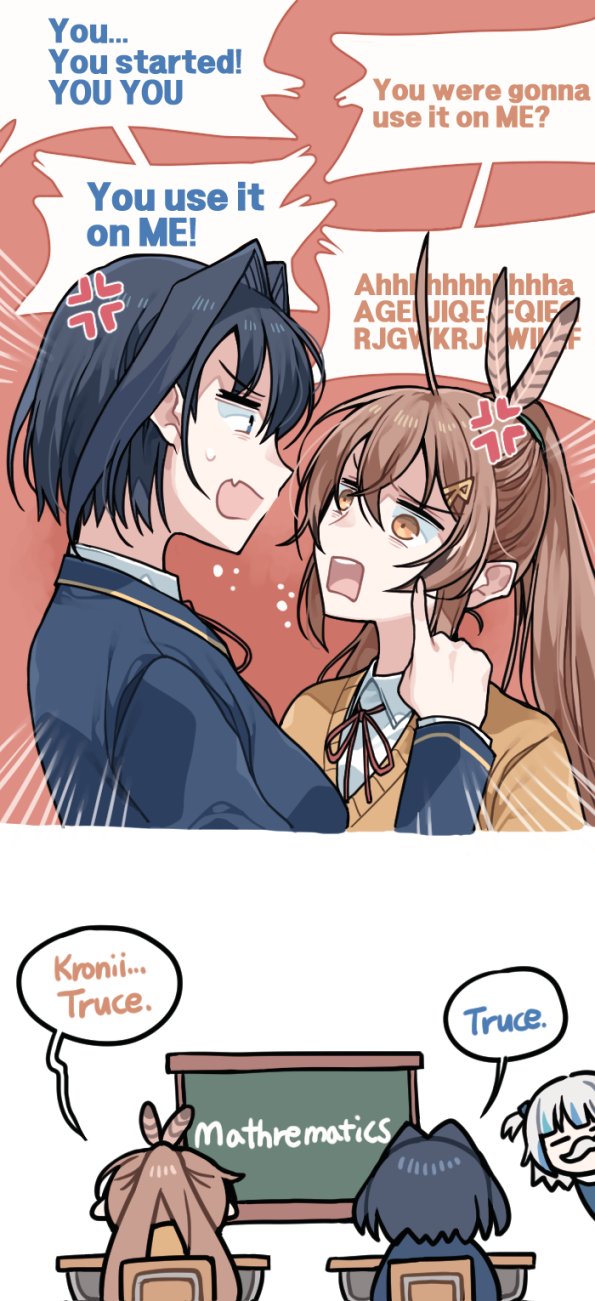 gawr gura, ouro kronii, and nanashi mumei (hololive and 1 more) drawn by clipe