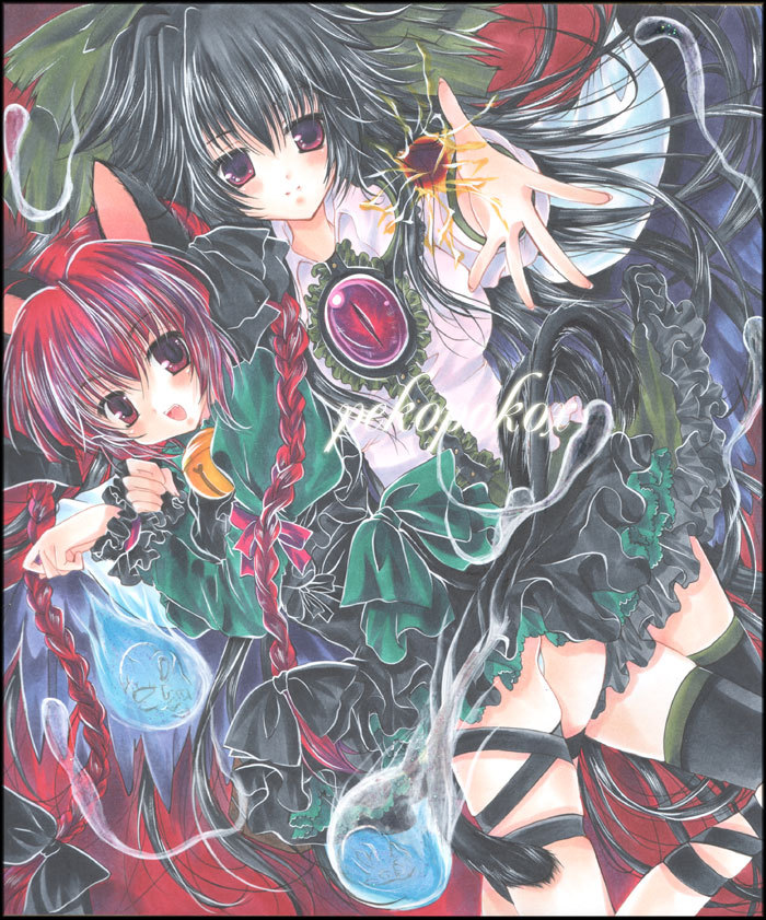 kaenbyou rin and reiuji utsuho (touhou) drawn by pekopokox