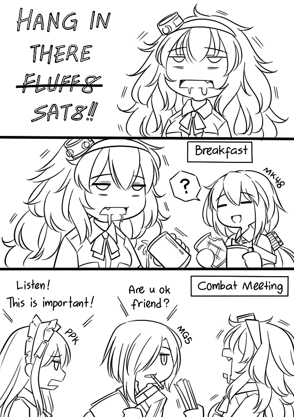 s.a.t.8, ppk, mg5, and mk48 (girls' frontline) drawn by guin_guin