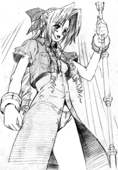 aerith gainsborough (final fantasy and 1 more) drawn by drain_(evork_festa)