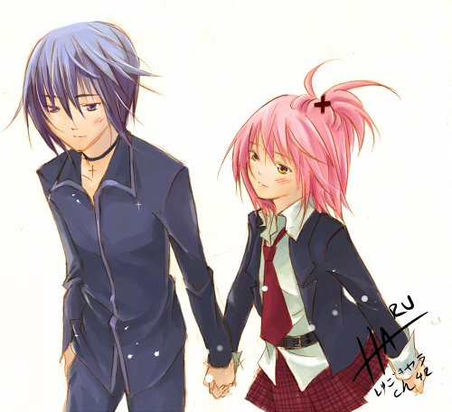 hinamori amu and tsukiyomi ikuto (shugo chara!) drawn by saiin_(haru)