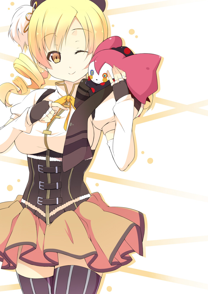 tomoe mami and charlotte (mahou shoujo madoka magica) drawn by sasakura