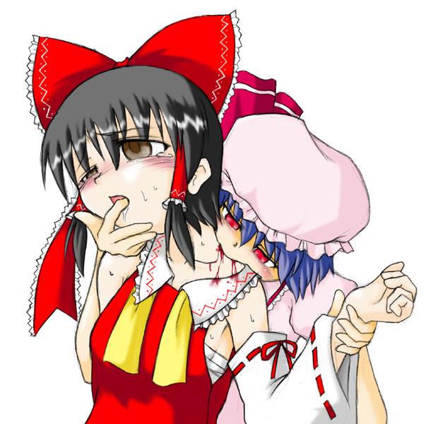 hakurei reimu and remilia scarlet (touhou) drawn by koppepan_(ryona)